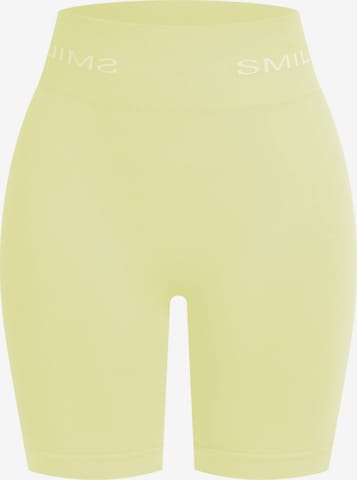 Skinny Pantalon de sport Smilodox en jaune : devant