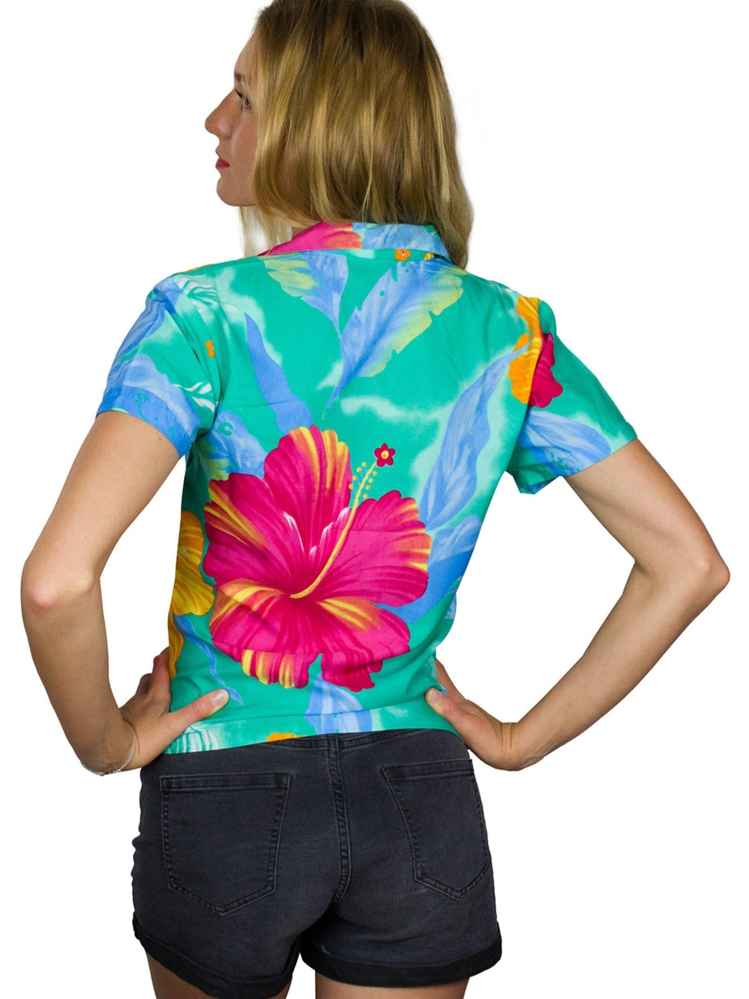 King Kameha Bluse 'Big Flower'‌‌ in Blau