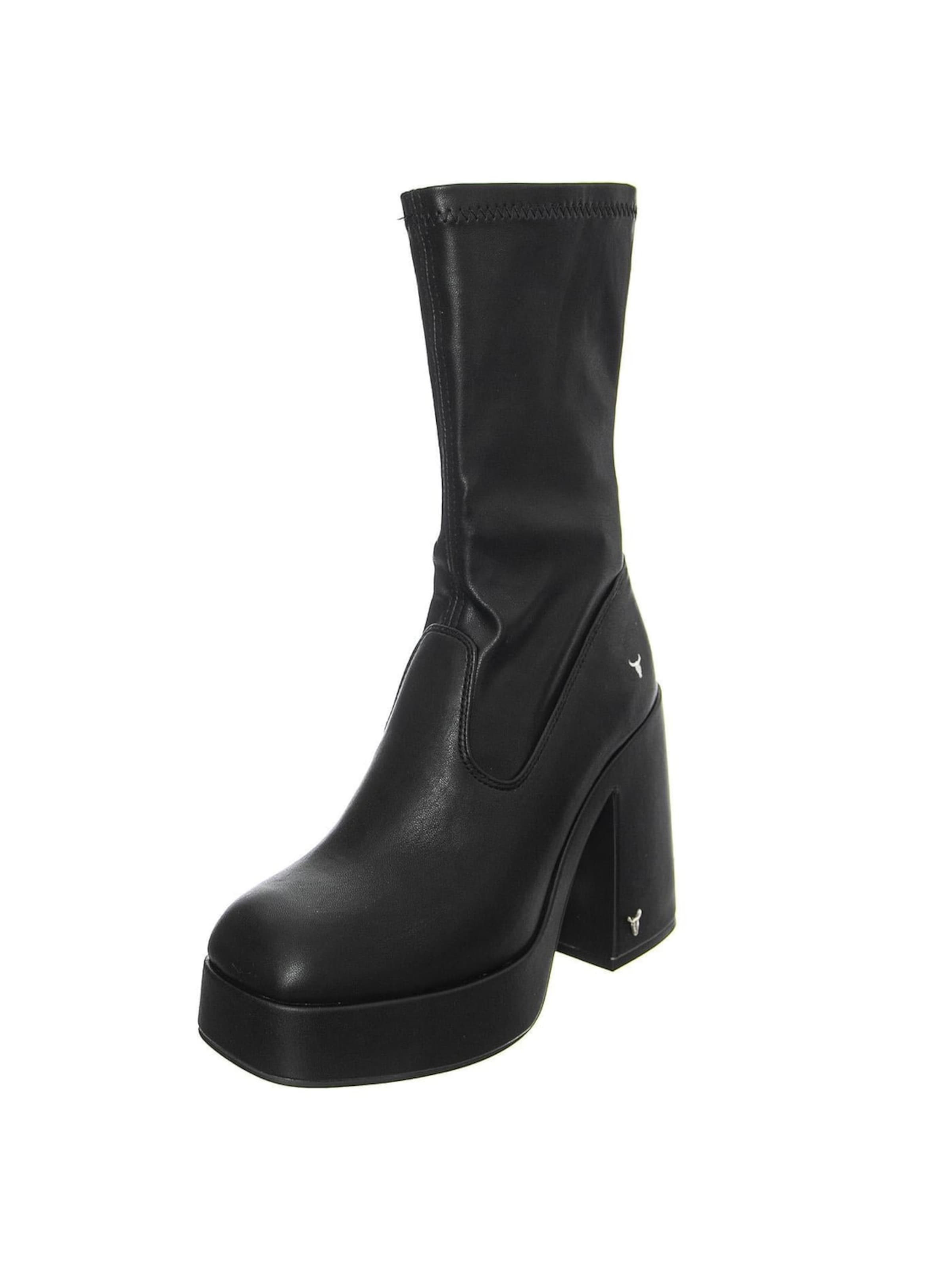 Windsor Smith Støvler 'HIDDEN BLACK STRETCH PU' i sort: forside