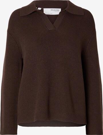 SELECTED FEMME Sweater 'Hilma' in Brown: front