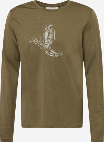 ICEBREAKER Performance Shirt 'Tech Lite II Skiing Yeti' in Green: front