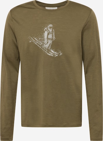 T-Shirt fonctionnel 'Skiing Yeti' ICEBREAKER en vert : devant