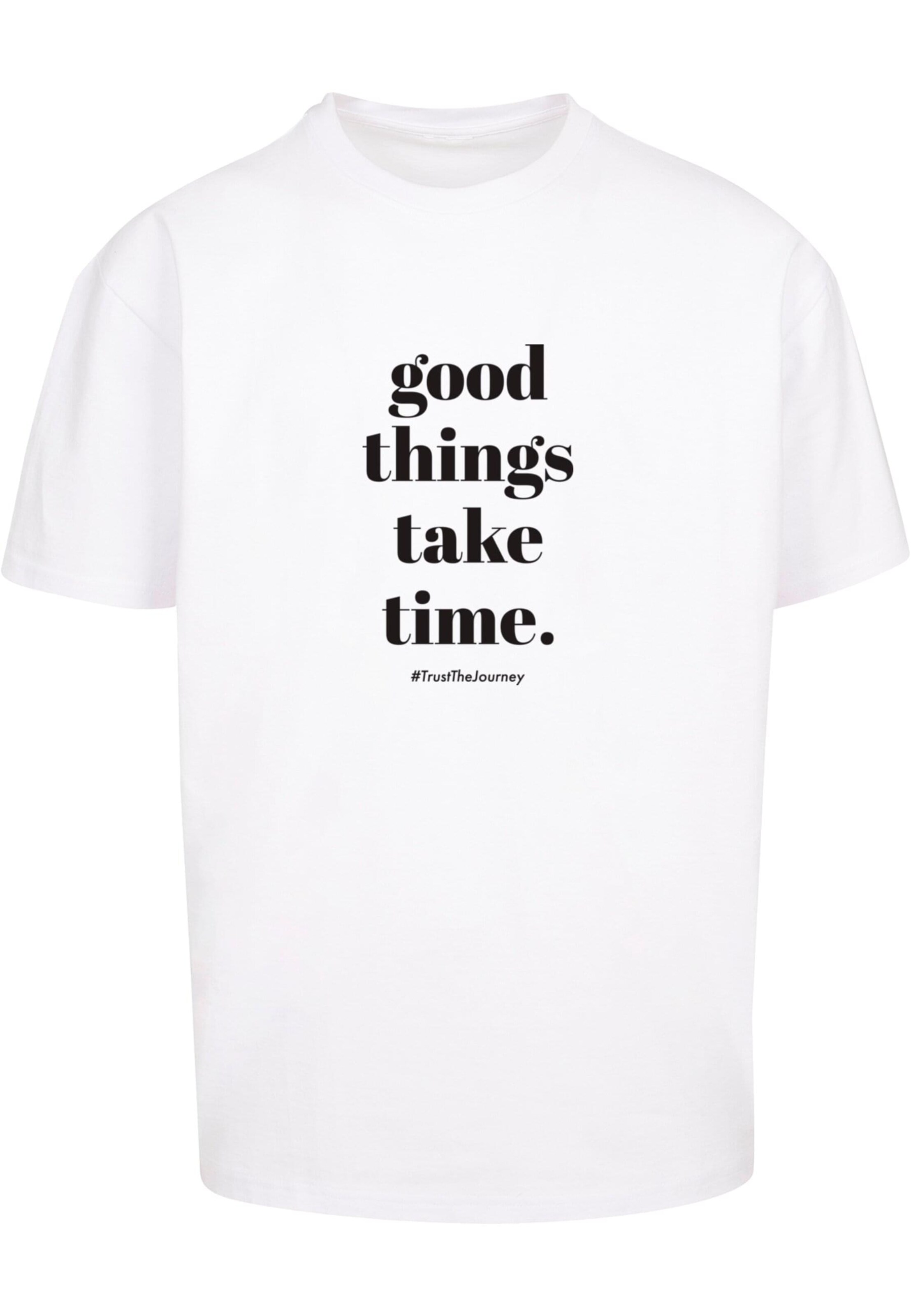 Merchcode Shirt 'Good Things Take Time' in Wit: voorkant