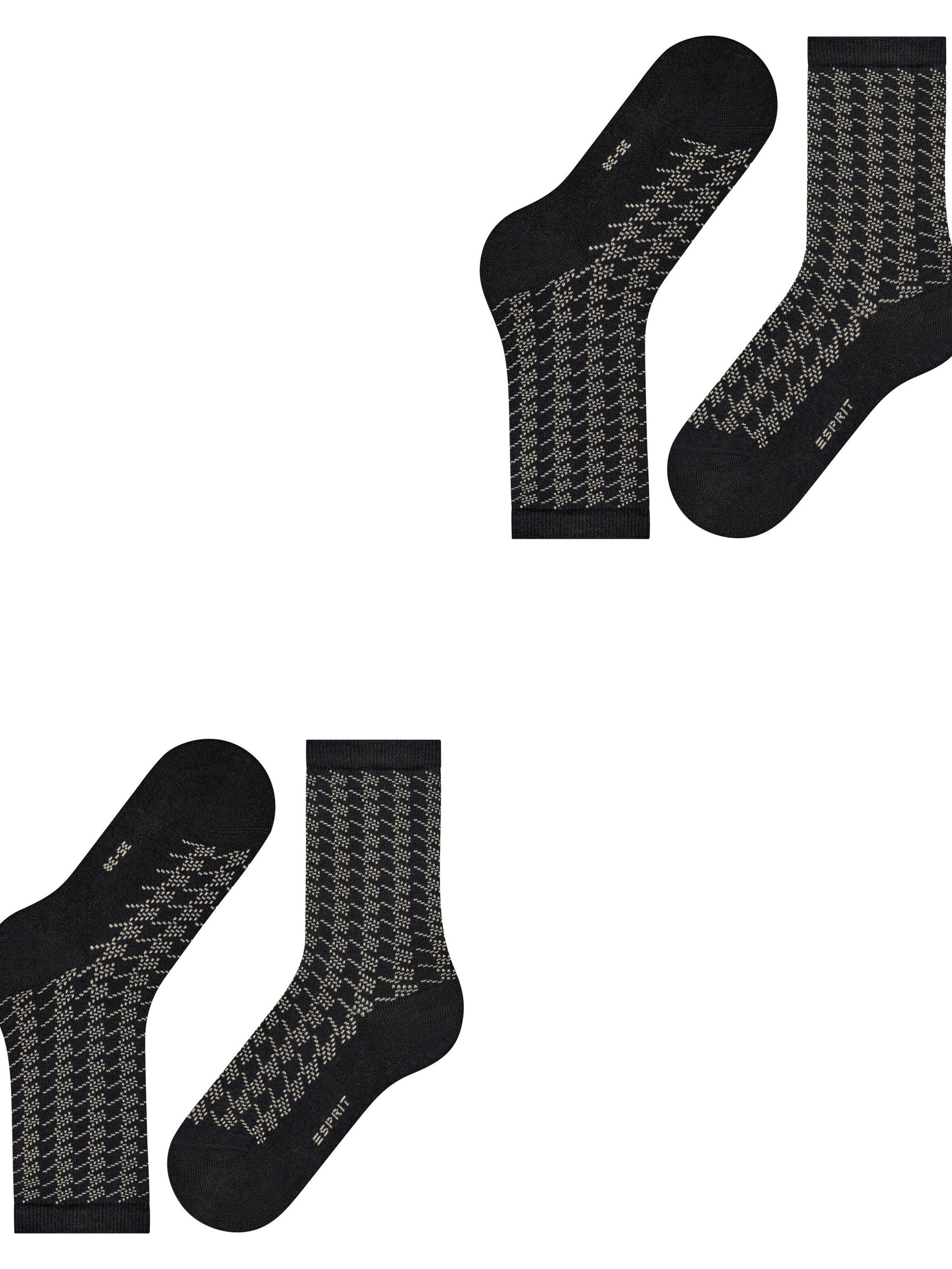ESPRIT Socken 'Pepita Pattern 2-Pack'‌‌‌ in Schwarz
