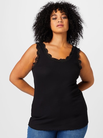Fransa Curve Top in Black: front