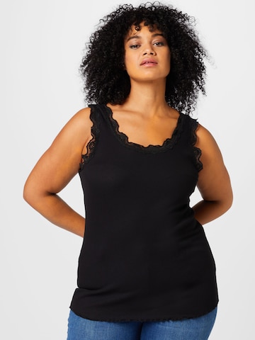 Fransa Curve Top in Zwart: voorkant