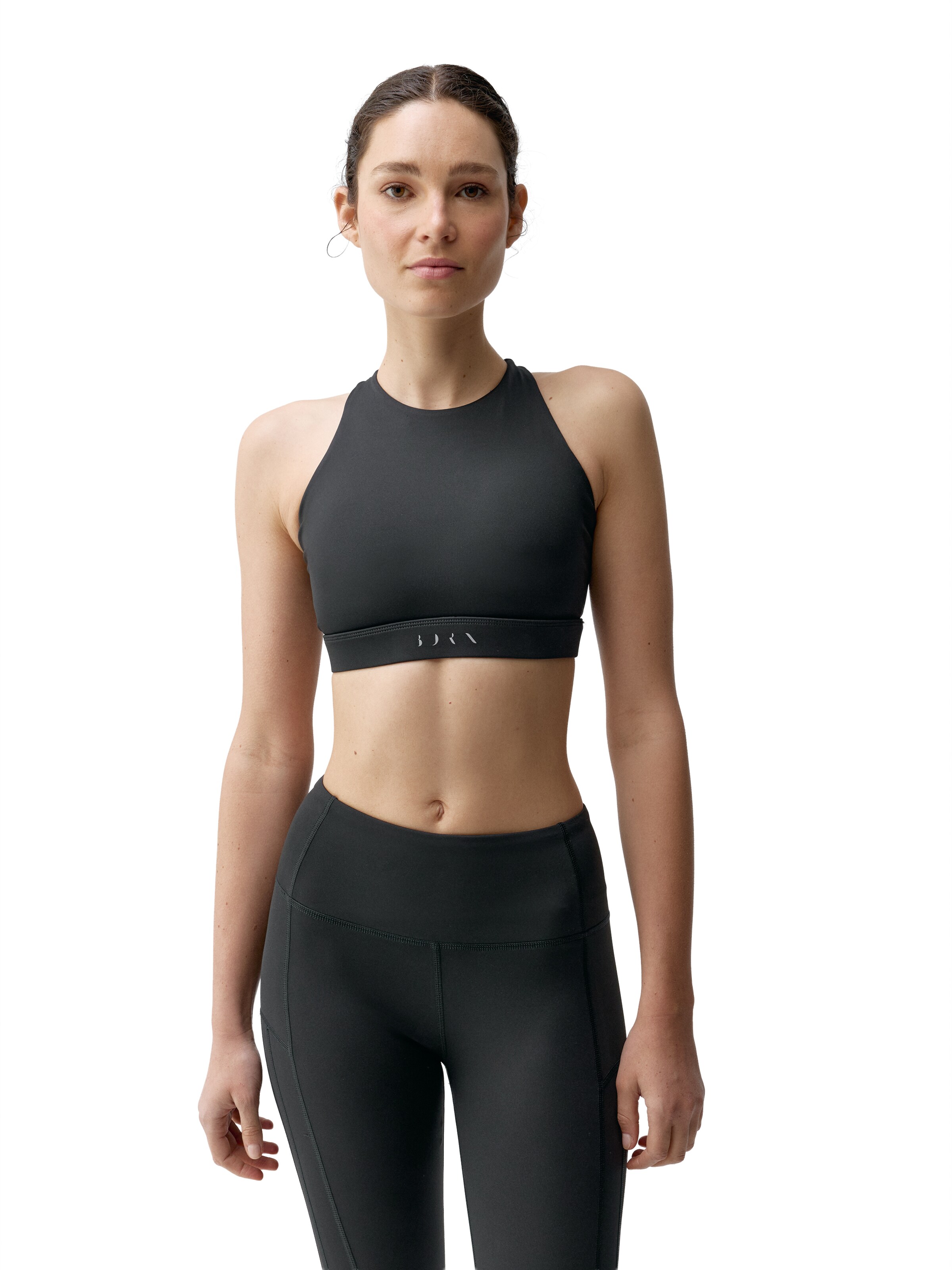 Born Living Yoga Sporttop ' Asura ' in Zwart: voorkant