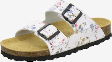 AFS-Schuhe Mules 'Pantoletten Damen Zweischnaller weiß-flower' in White: front
