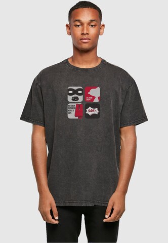 Merchcode Shirt 'Peanuts - Superhero' in Grey: front