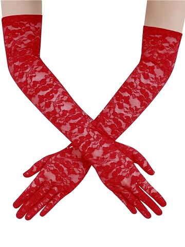 Chilirose Full Finger Gloves 'Spitzen-Handschuhe CR3071' in Red: front