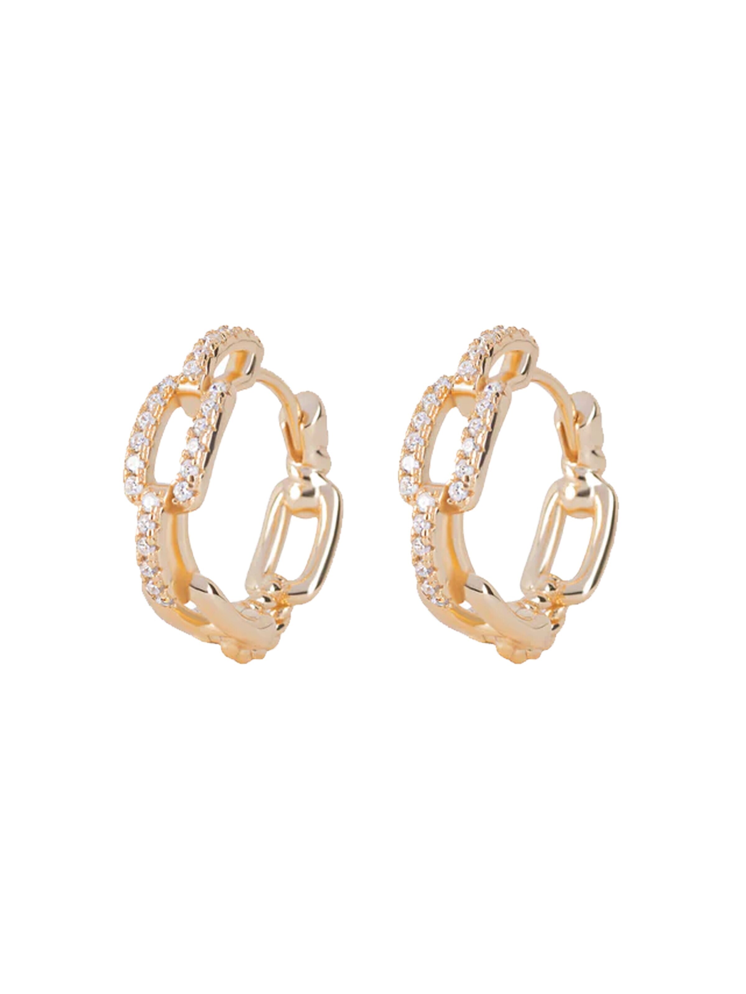 CLASSYANDFABULOUS Jewelry Earrings 'DAYA 2in1 - The Small Chain' in Gold: front