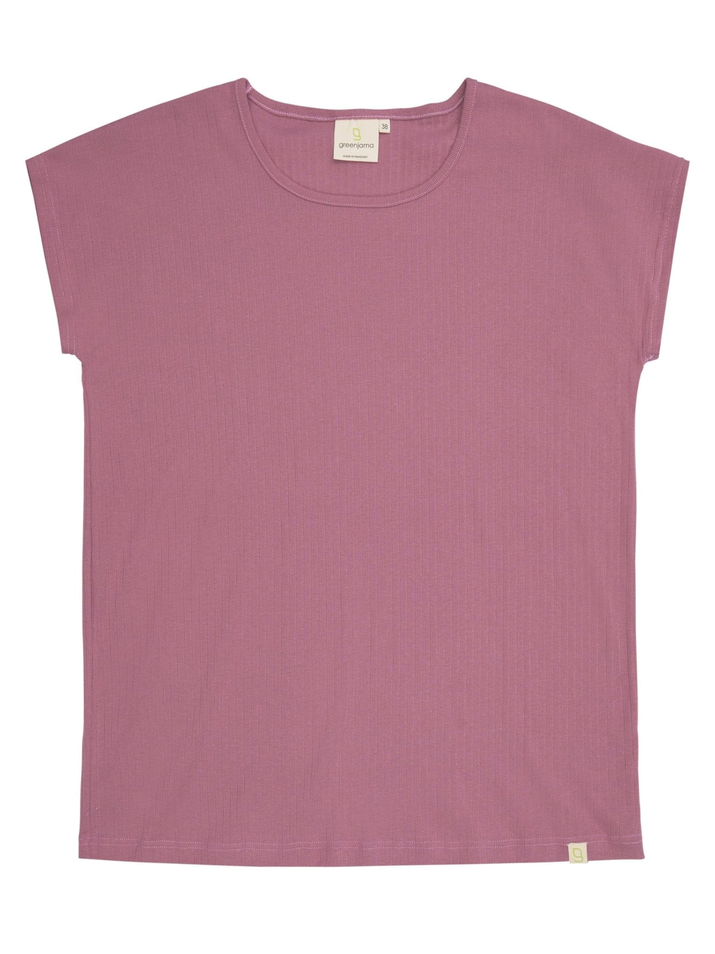 greenjama Pajama Shirt 'Lässiges T-Shirt aus Derby-Rib' in Purple: front