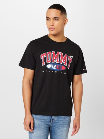 Tommy Jeans Shirt 'Essential' in Zwart: voorkant