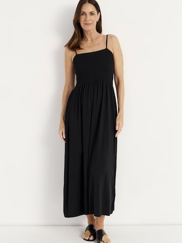 Cellbes of Sweden Jerseykleid mit Smokarbeit in Schwarz: Vorderseite
