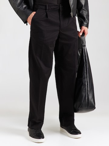 SELECTED HOMME Loosefit Élére vasalt nadrágok - fekete: elől