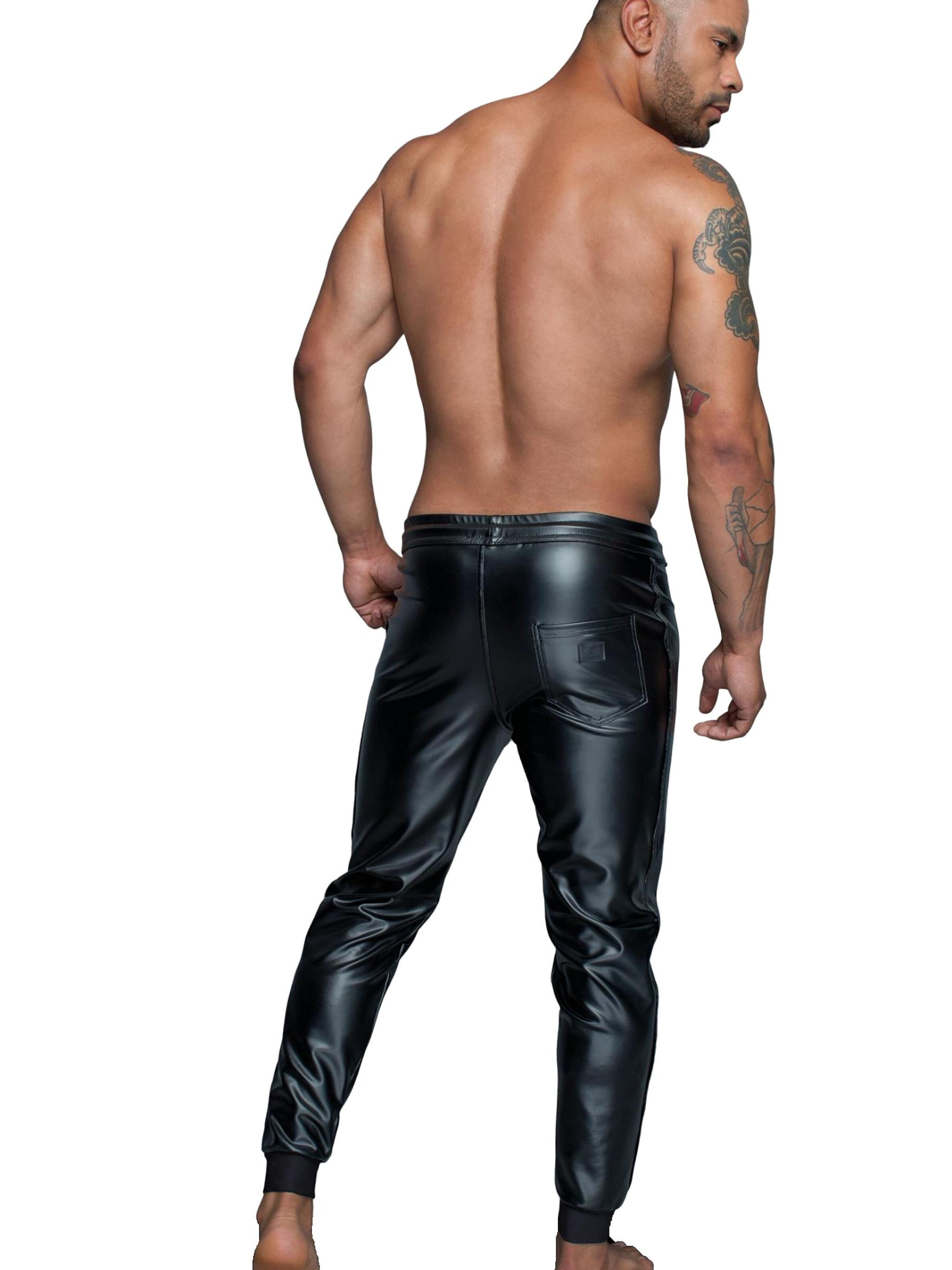 Noir Handmade Regular Pants 'Wetlook-Treggings H063' in Black