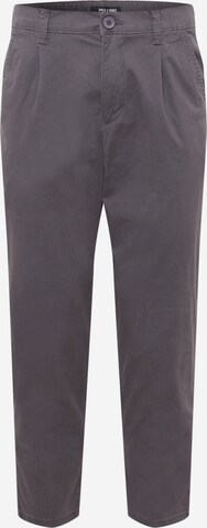 Only & Sons Regular Pleat-Front Pants 'DEW' in Grey: front