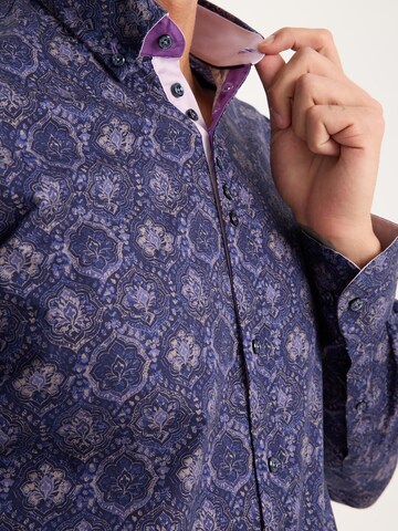 7Camicie - Ajuste estrecho Camisa de negocios 'Donatello Poplin' en azul