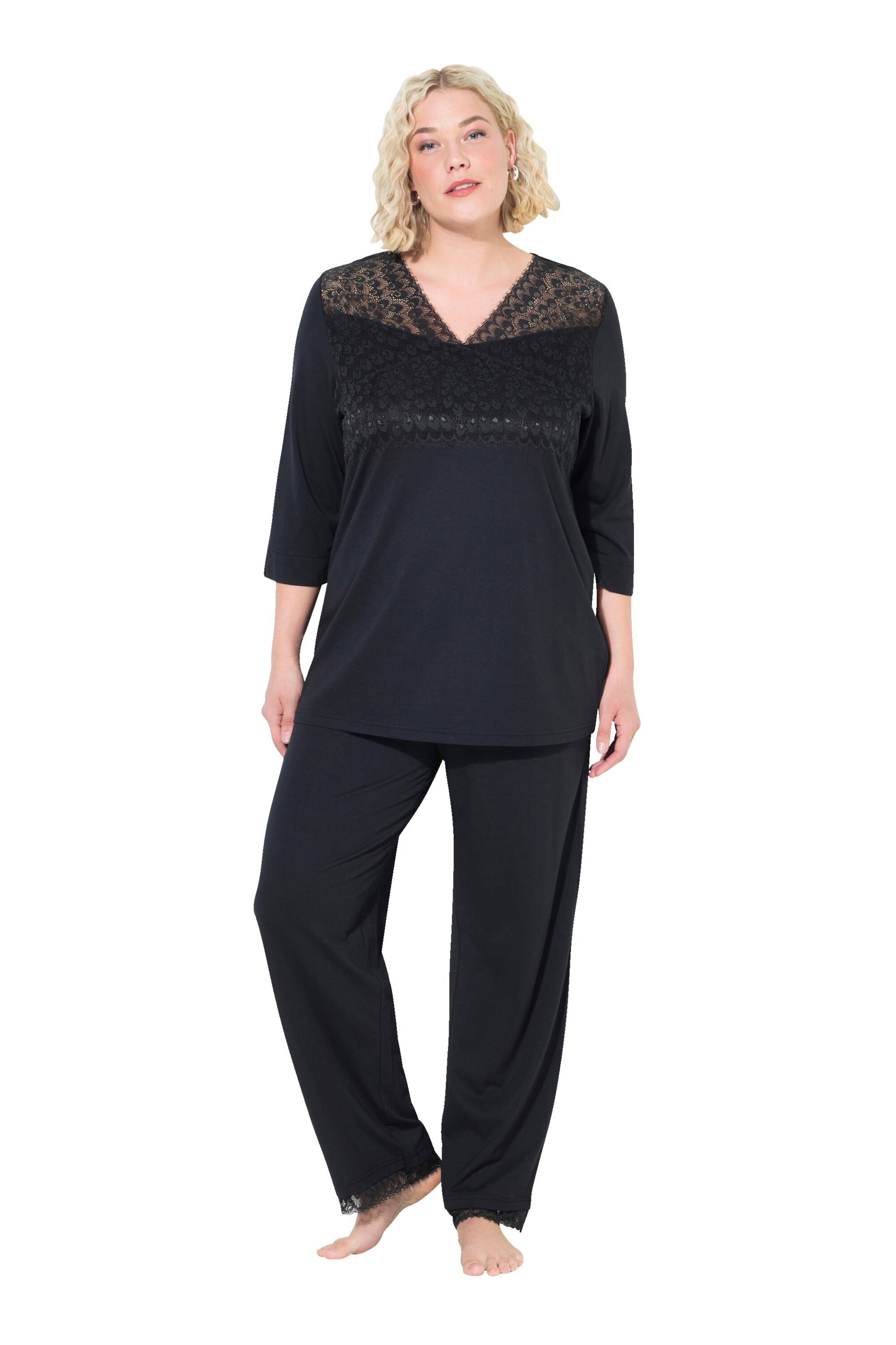 Ulla Popken Pajama in Black: front