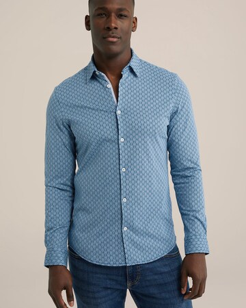 WE Fashion Slim fit Overhemd in Blauw: voorkant