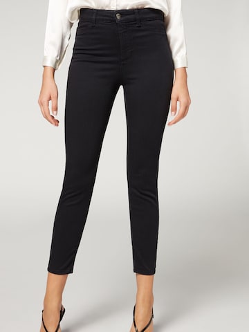 CALZEDONIA Skinny Jeans 'thermo' in Black: front