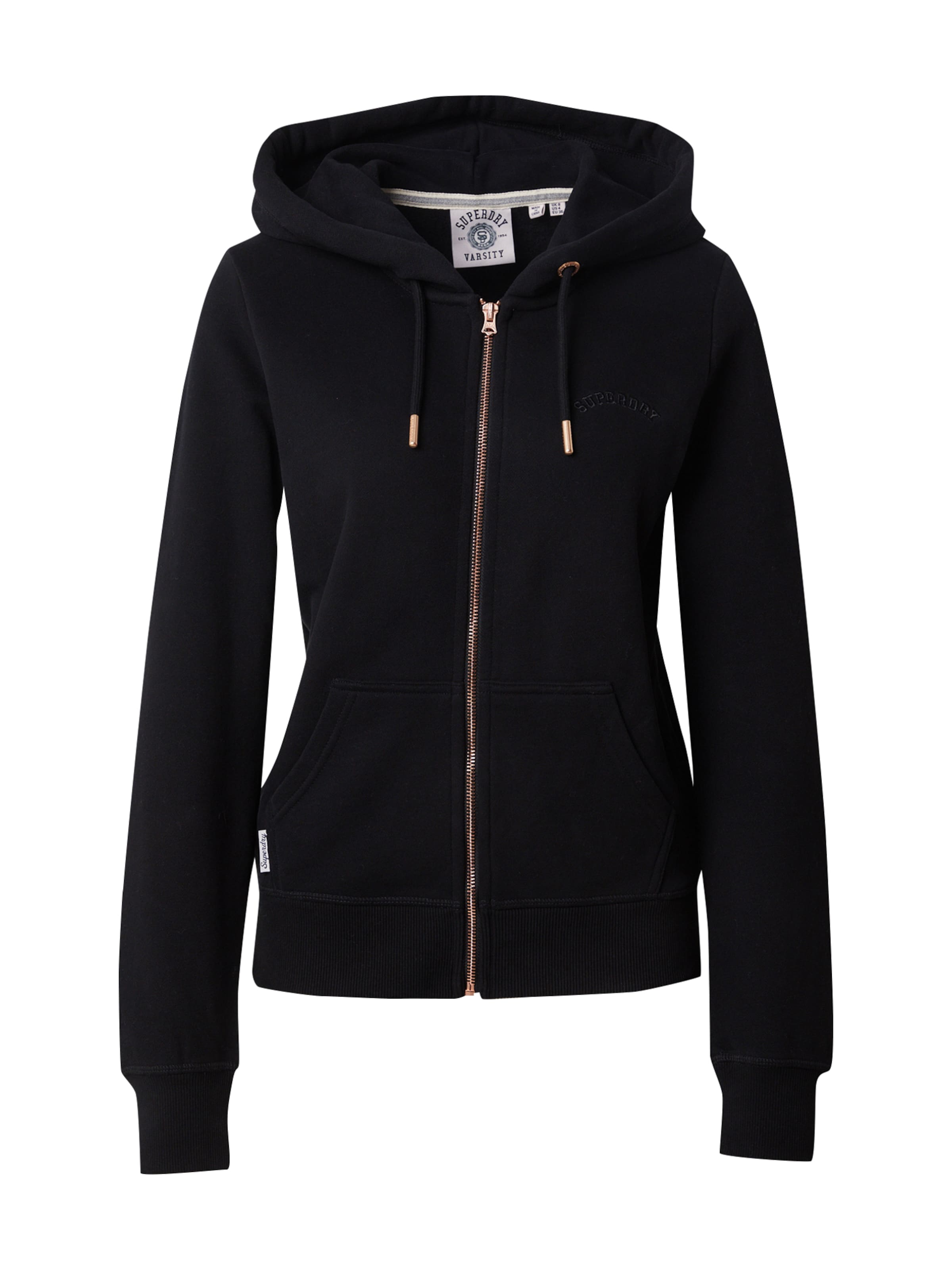 Superdry Sweatvest 'Essential' in Zwart: voorkant