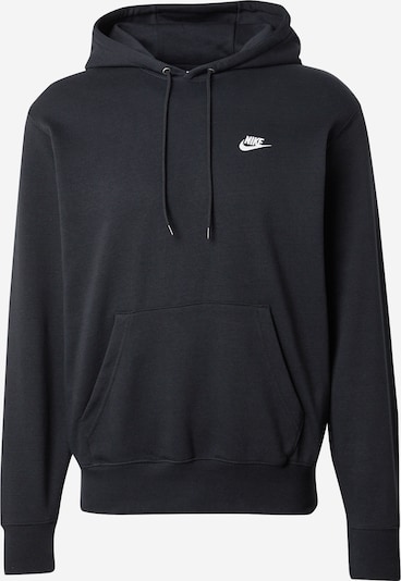 XS dydžio Megztinis be užsegimo 'Club Fleece' iš Nike Sportswear, spalva – juoda / balta, Prekių apžvalga