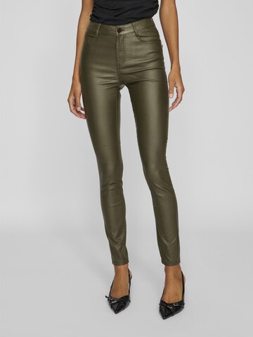 VILA Slim fit Trousers in Green: front