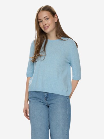 NÜMPH Strickpullover mit Halbarm 'NUCALLY SS PULLOVER' in Blau: Vorderseite