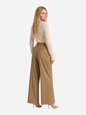 I AM Wide leg Pantalon 'Pantaloni Cotone Vita Alta 13528' in Beige