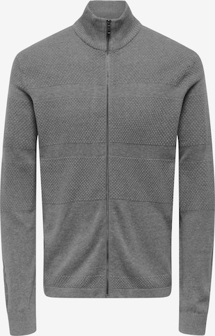Only & Sons Strickjacke 'ONSMalik' in Grau: Vorderseite