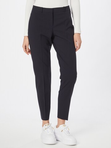 BOSS Slim fit Trousers with creases 'Tiluna' in Blue: front