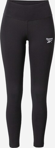 Skinny Pantaloni sport de la Reebok pe negru: față