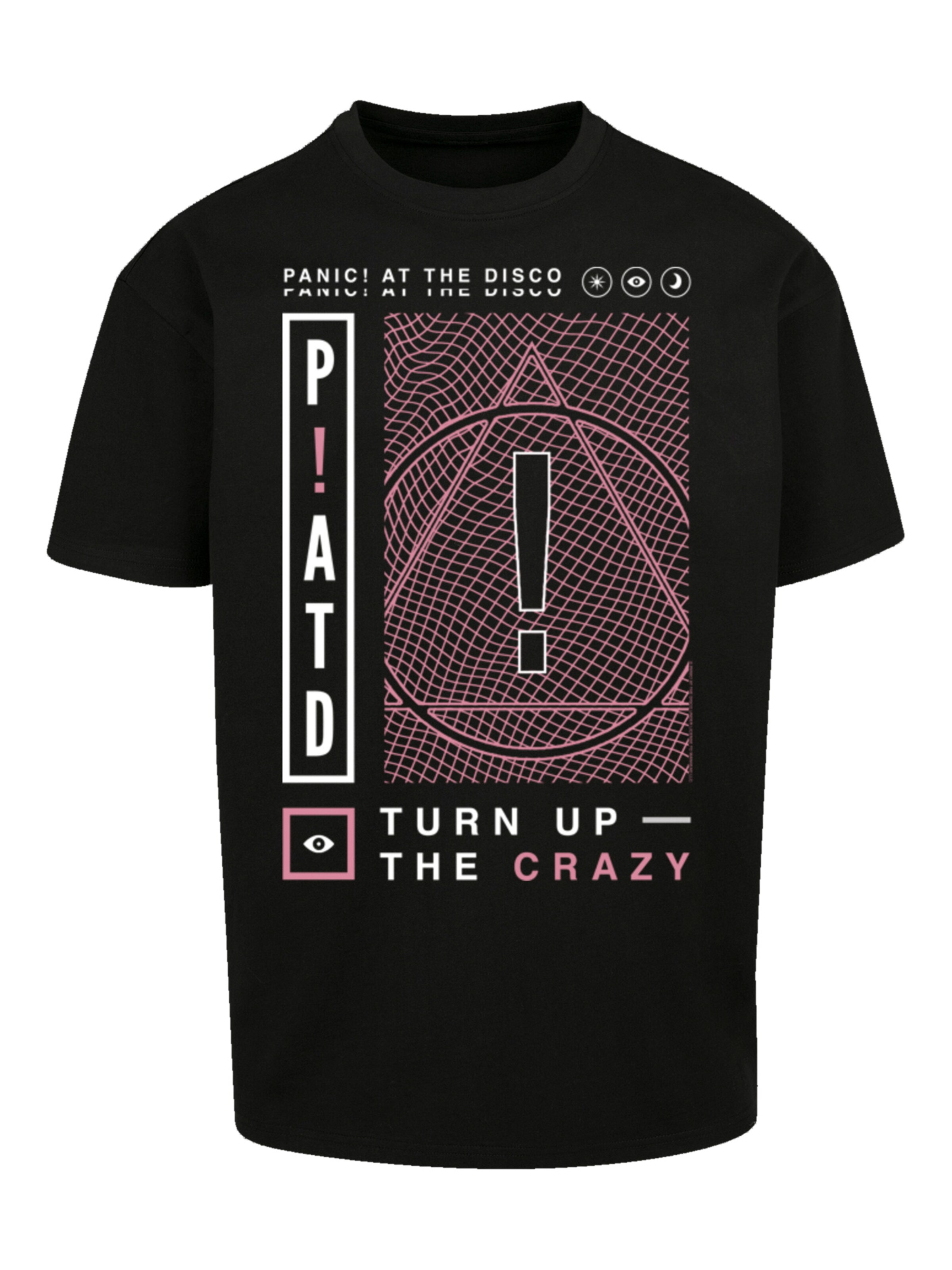 F4NT4STIC Shirt 'Panic At The Disco Turn Up The Crazy' in Zwart: voorkant
