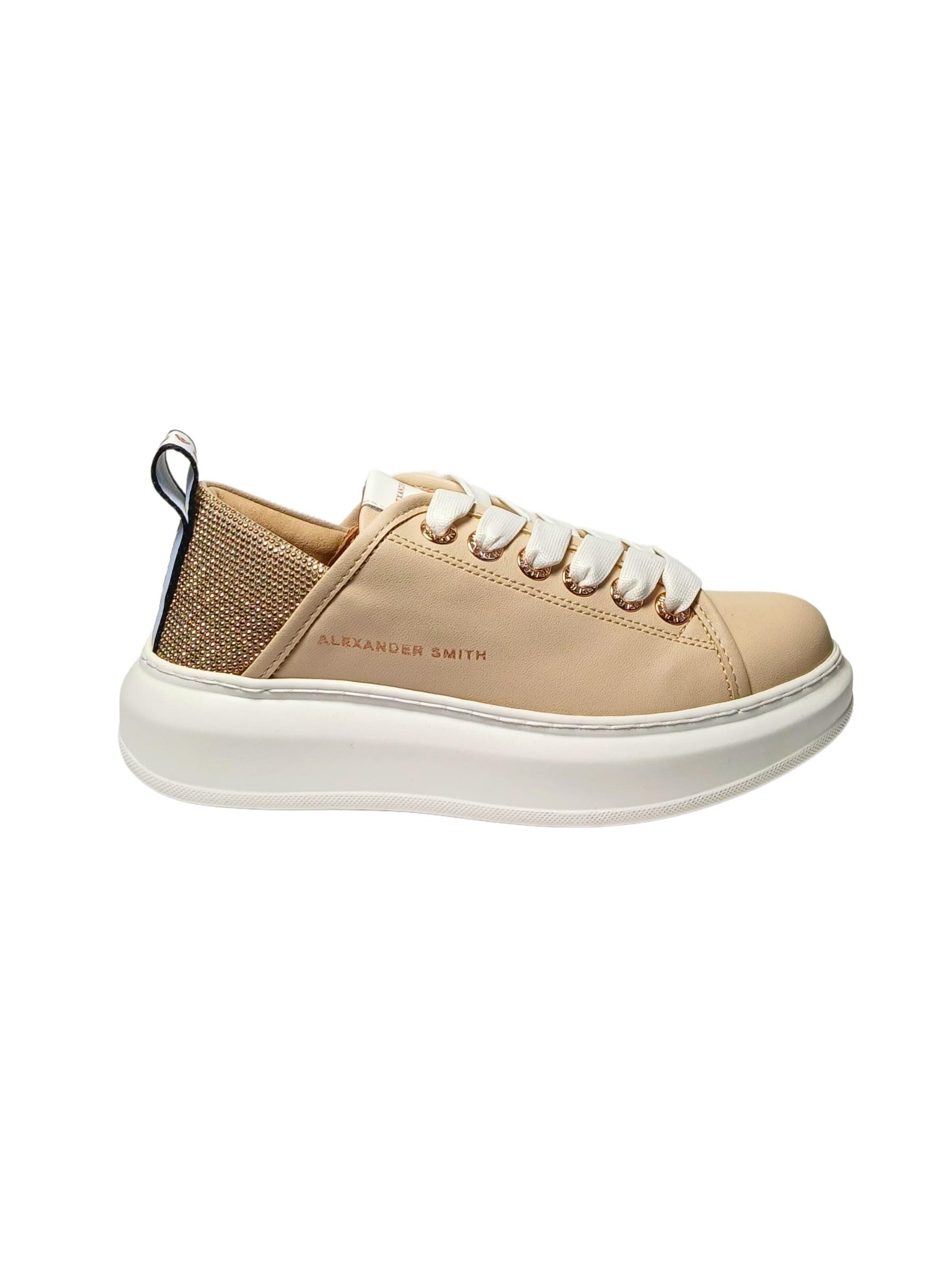 Sneaker bassa di Alexander Smith in beige: frontale