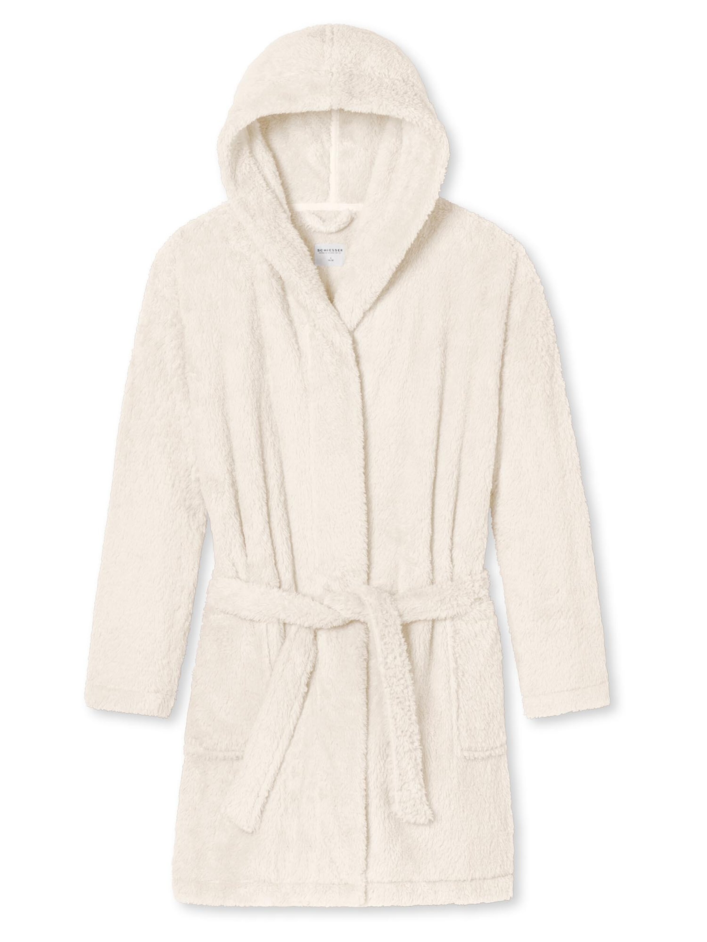SCHIESSER Bademantel lang 'Teddy Fleece'‌‌‌‌‌‌ in creme, Produktansicht