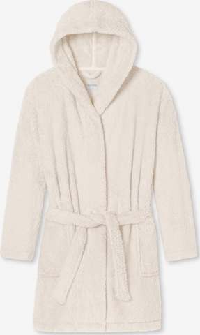 SCHIESSER Bademantel lang 'Teddy Fleece' in Beige: Vorderseite