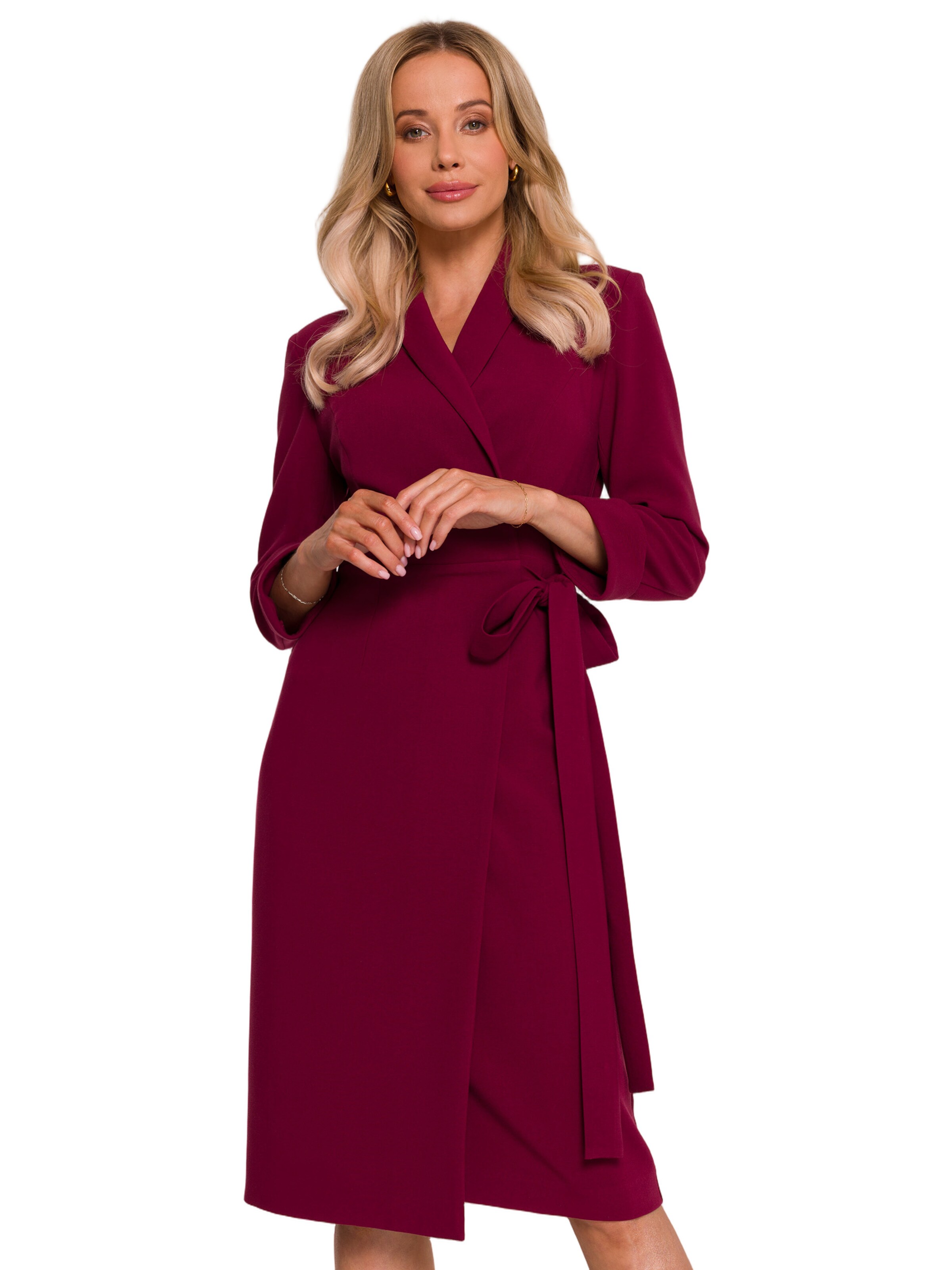 Stylove Sukienka 'Sukienka szmizjerka wiązana w talii' w kolorze czerwony