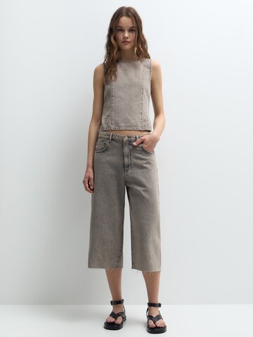 Pull&Bear Wide Leg Jeans i brun