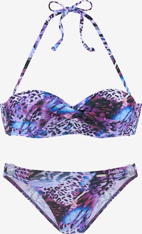 BRUNO BANANI Bandeau Bikini in Purple: front