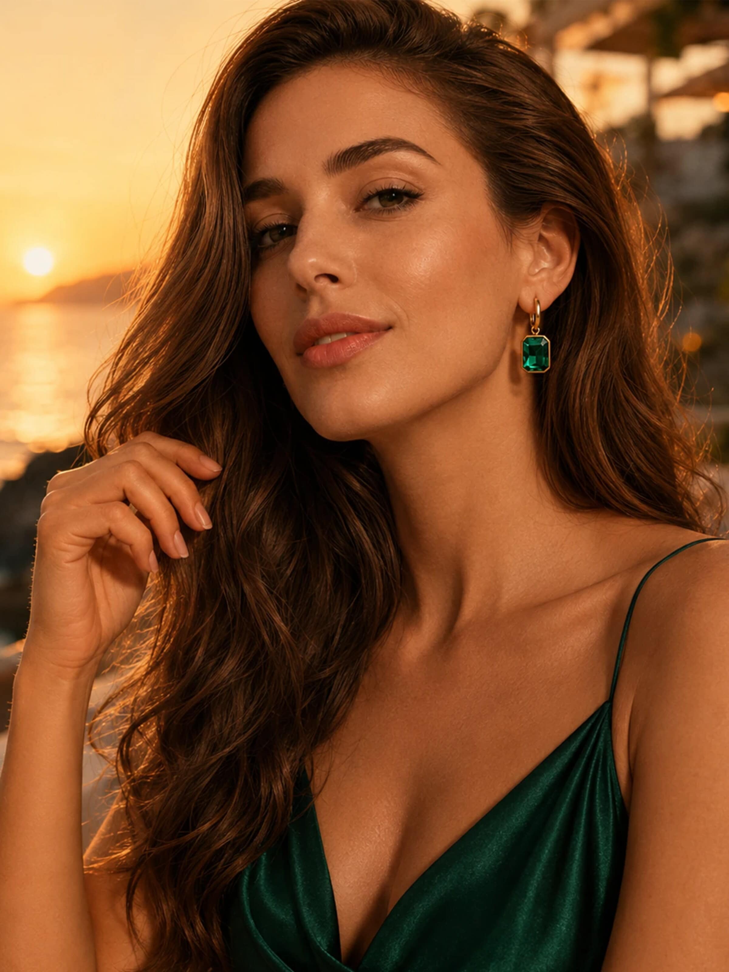 Alster Herz Náušnice 'Emerald Glow' – zlatá