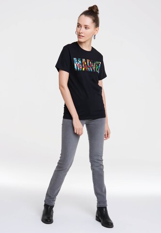 LOGOSHIRT Shirt 'Marvel Comic Colour Logo' in Zwart
