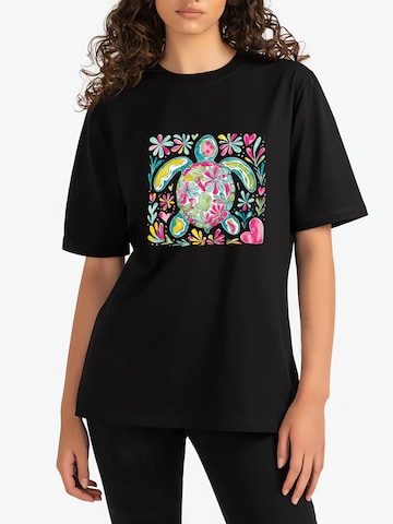 GORHEY Shirt 'Women's Casual Cotton Summer T-Shirt with Sea ​​Turtle Print'‌‌‌‌‌ in Schwarz: Vorderseite
