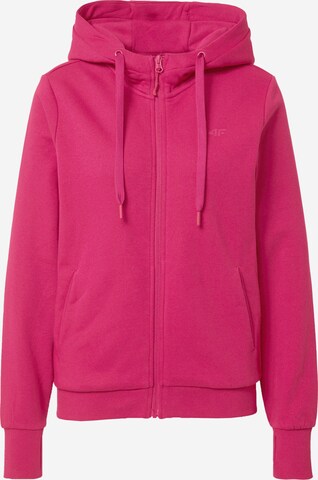 4F Athletic Zip-Up Hoodie in Pink: front