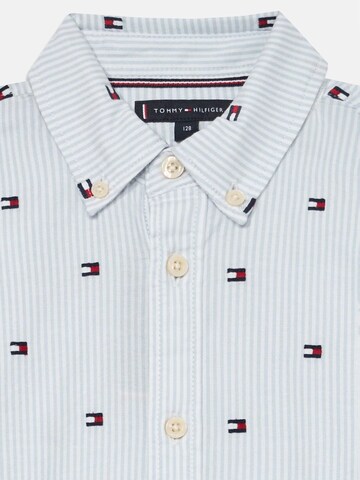 TOMMY HILFIGER Shirt 'TOMMY HILFIGER – Camicia Ithaca Flag Neonato in Cotone Elasticizzato – Azzurra' in Weiß