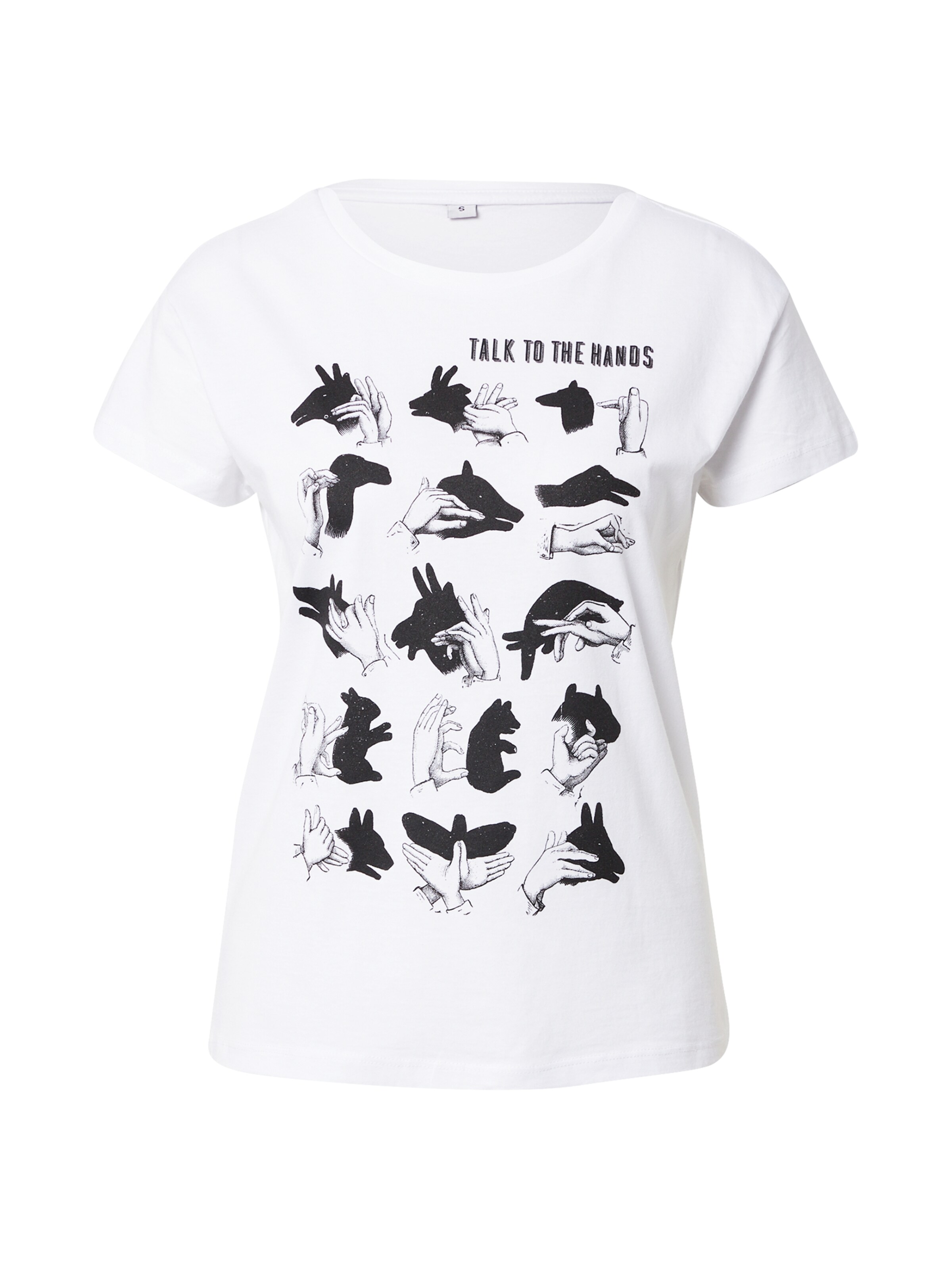 Merchcode Shirt 'Talk To The Hand' in Wit: voorkant