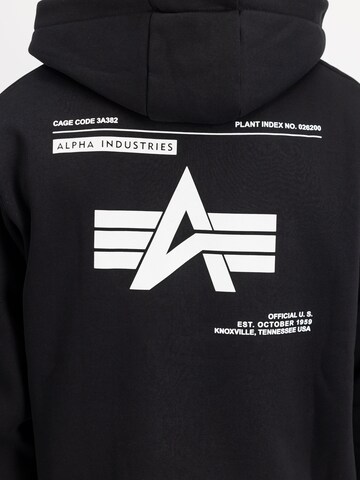 ALPHA INDUSTRIES Collegepaita 'Label' värissä musta