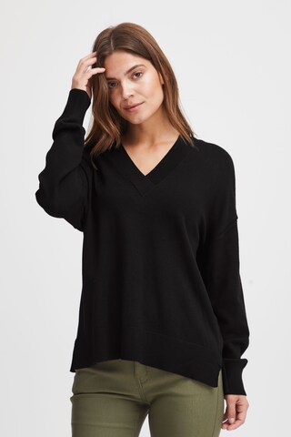 Fransa Sweater 'Blume' in Black: front