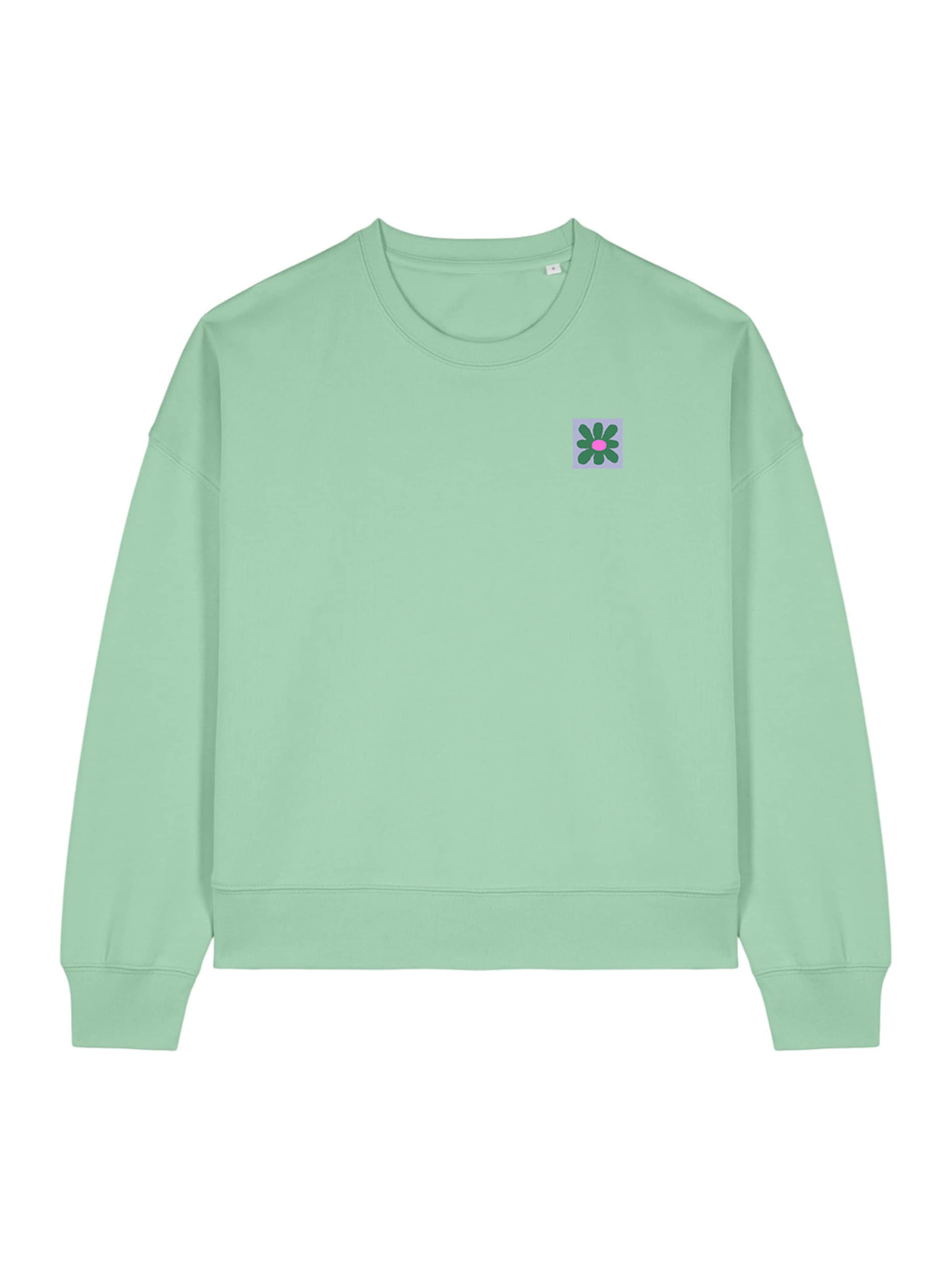 Kultgut Sweater 'Little Flower' in Green: front