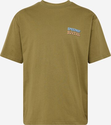 Springfield T-shirt 'RECONSIDER' i grön: framsida